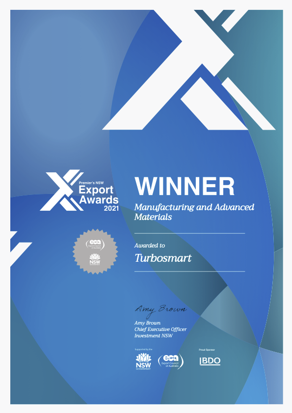 Turbosmart Awarded - Premier's Export Award's 2021